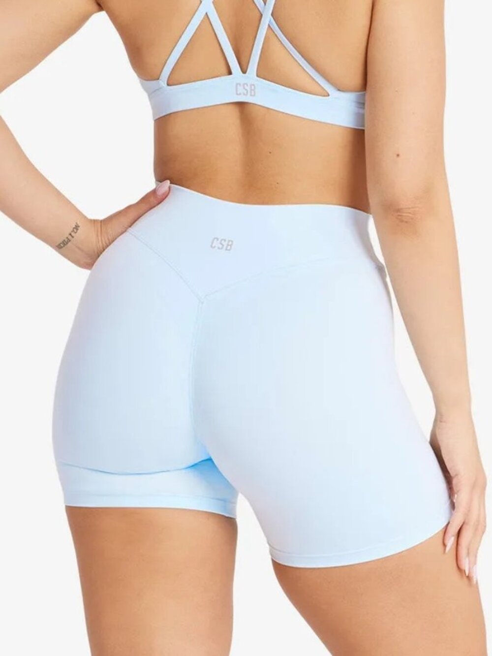 CSB Form Invisible Scrunch Shorts 5" - Powder Blue - Size Large - Picture 5 of 5